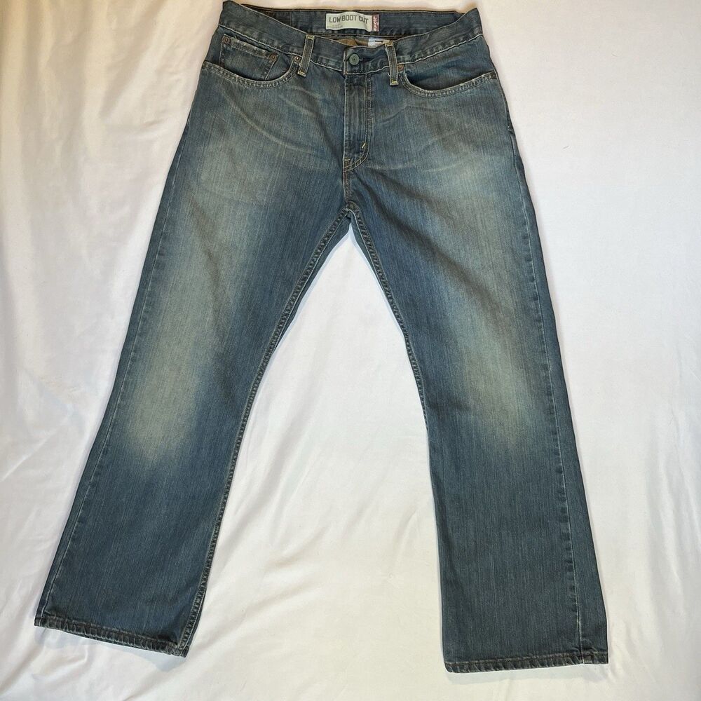 Y2K Levis 527 Jeans Mens 32x30 Blue Slim Low Bootcut Denim Pants Fade Distressed